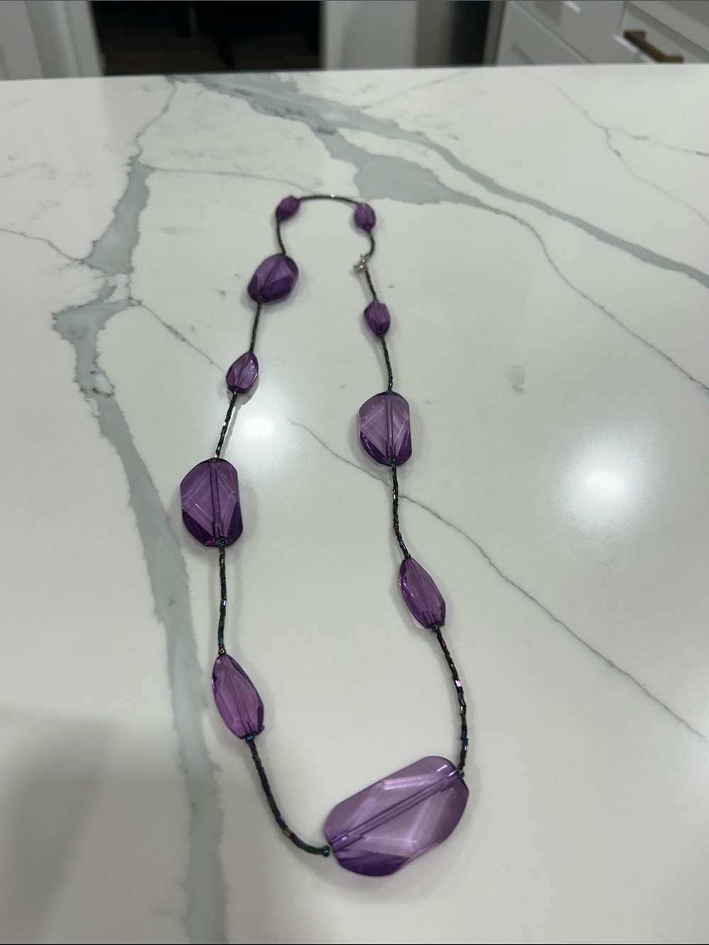 Elegant Purple Faceted Bead Necklace by